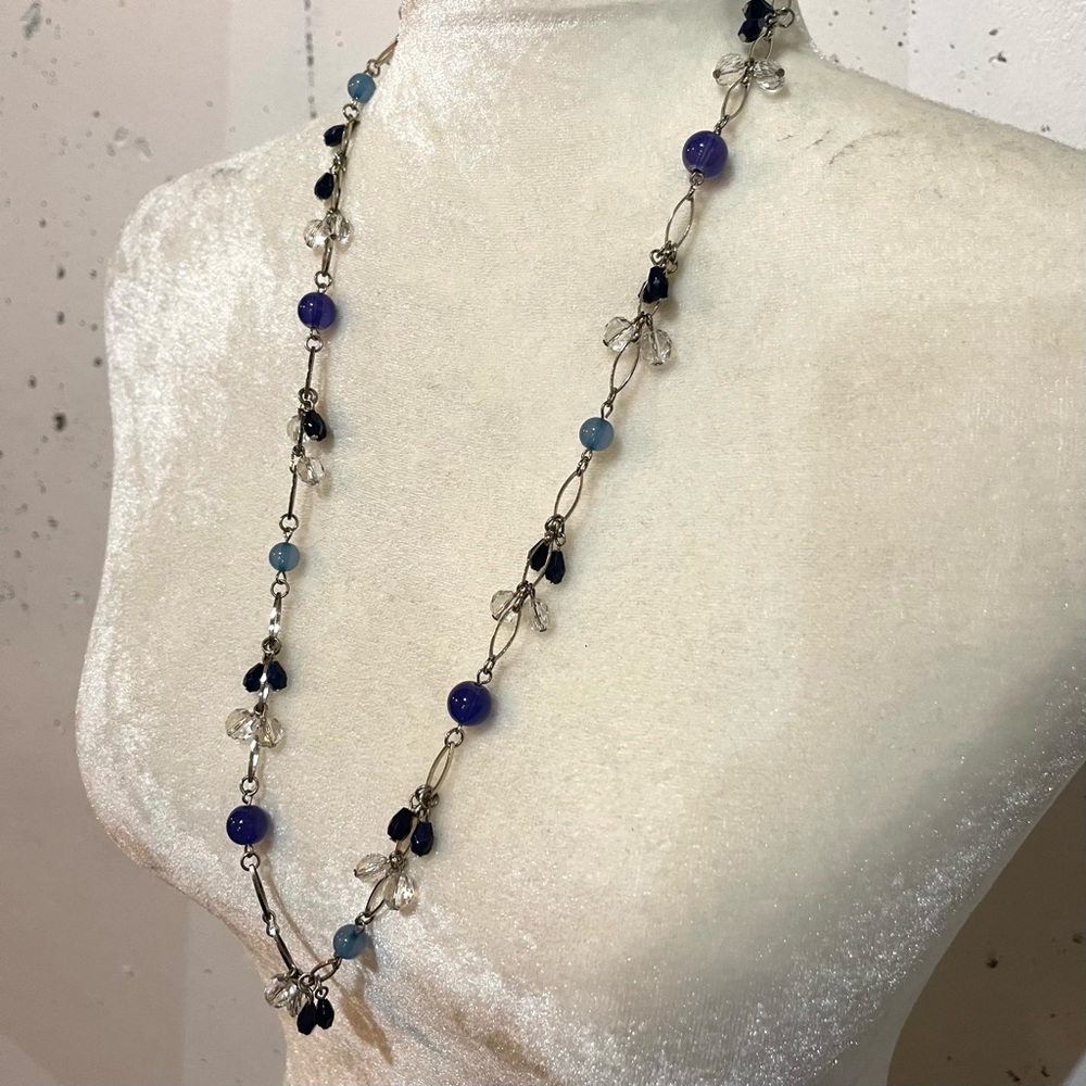Banana Republic Necklace Beads Blue Green Silver